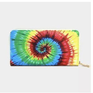 Womens wallet tie dye blue red zip around wallet purse credit card holder